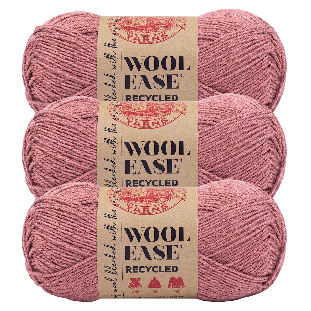 3 Pack Lion Brand® Wool-Ease® Recycled Solid Yarn